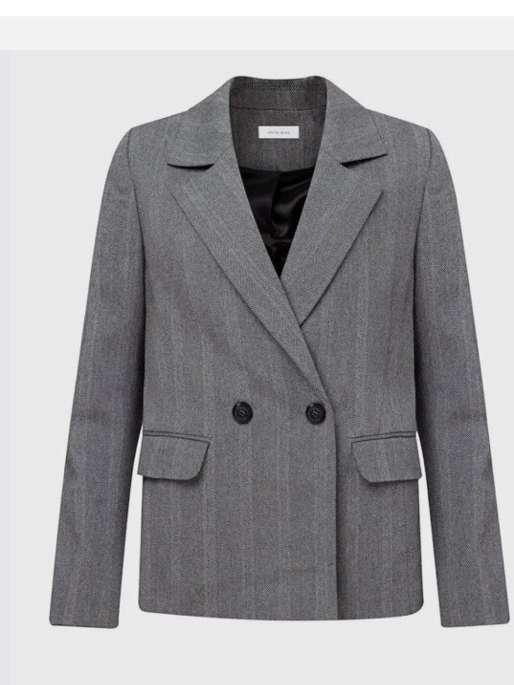 Annie Bing Becky Women's Gray Herringbone Blazer - Picture 13 of 15